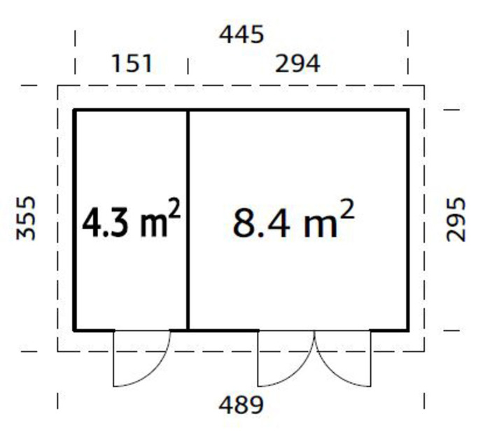 Palmako Lars 5 havehus 12,7 m² - 295 x 485 cm